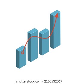 3D chart bar icon vector illustration, economic theme for your analysis project