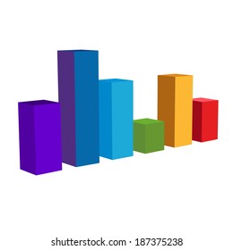 3D Chart Color Diagram Icon. Vector