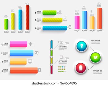 3d chart diagram business presentation. Realistic vector illustration design concept. Set of Infographic symbols elements graph bar