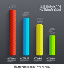 3d chart diagram business presentation. Realistic vector illustration design concept. Set of Infographic symbols elements graph bar