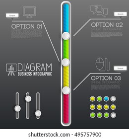 3d chart diagram business presentation. Realistic vector illustration design concept. Set of Infographic symbols elements graph bar
