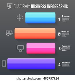 3d chart diagram business presentation. Realistic vector illustration design concept. Set of Infographic symbols elements graph bar