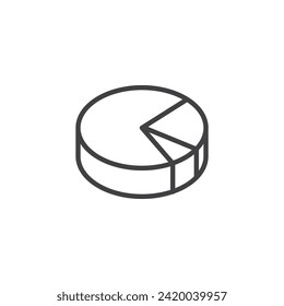 3D chart diagram line icon. linear style sign for mobile concept and web design. Pie chart diagram outline vector icon. Symbol, logo illustration. Vector graphics