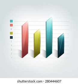 3D chart, graph, bar. Infographic element.