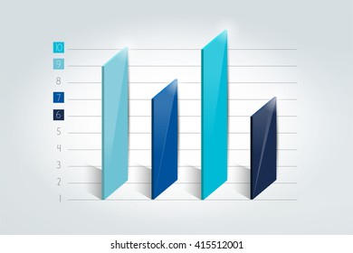 3D chart, graph, bar. Infographic element.