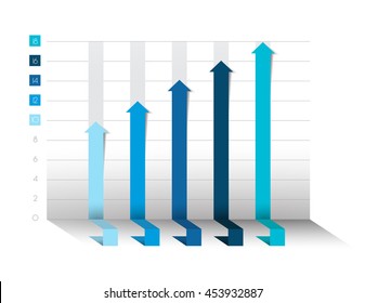 3D chart, graph. Blue color. Infographics business elements.