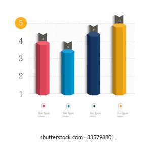 3D chart, graph. Info graphics element. Vector.