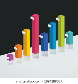 3D Chart, graph. Simply color editable. Infographics elements.