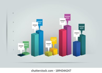 3D Chart, graph. Simply color editable. Infographics elements.