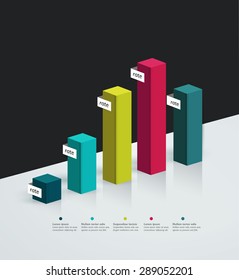 3D Chart, graph. Simply color editable. Infographics elements.