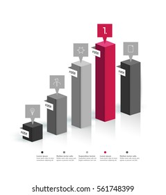 3D chart, graph. Simply color editable. Infographics elements.