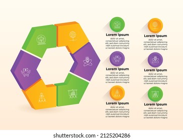 3D chart infographic with multiple sections and colorful diagram used for presentations, template for business design, infographics, reports, progress, websites, step presentation or workflow layout.