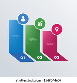 3D chart infographic template design. Business concept infograph with 3 options, steps or processes. Vector visualization can be used for workflow layout, diagram, annual report, web