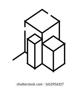 Icono de línea de gráfico 3d, signo de concepto, ilustración de vector de contorno, símbolo lineal.