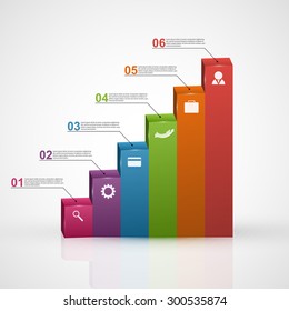 3D chart style infographic design template.