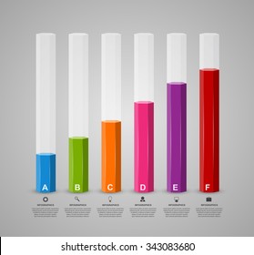3D chart style infographic design template.
