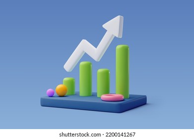 3d chart and trend graph arrow, Data analyze financial and stock market concept. Eps 10 Vector