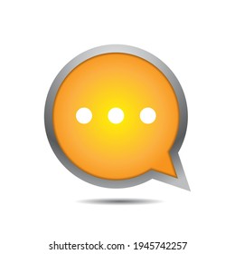 3d Chat Bubble Icon Sign Vector Gradient Yellow and Metallic Silver