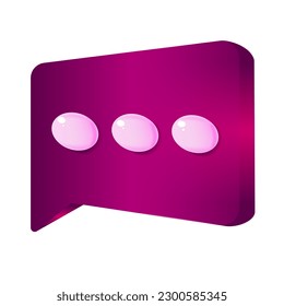 3d chat bubble icon vector illustration. Stylze dialogue symbol on white background.