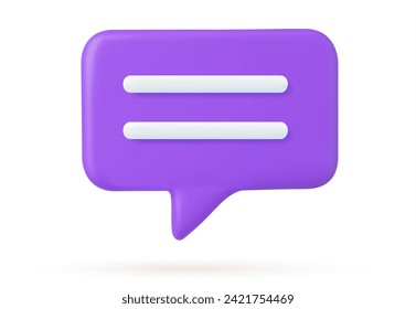 3d Chat bubble rendering. 3d speak bubble. Chatting box, message box. 3D Web. Social network communication concept. Vector illustration