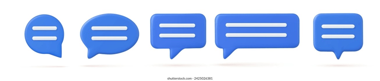 3d Chat bubble rendering. 3d speak bubble. Chatting box, message box. 3D Web. Social network communication concept. Vector illustration