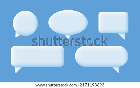 3d Chat bubble rendering. White Speech or speak bubbles on blue background. Chatting box, message and tallking cloud. Social network communication concept. Vector illustration.