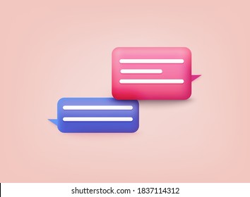 3d Chat bubble. Talk, dialogue, messenger or online support concept. 