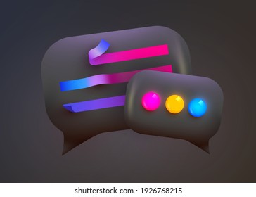 3d Chat Bubble. Talk, Dialogue, Messenger Or Online Support Concept. Vector Illustration