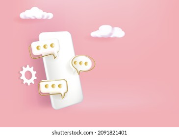 3 d Burbuja de chat. Conversación, diálogo, mensajería o concepto de soporte en línea. Vector.