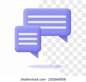 3d chat bubble. Talk or dialogue 3d vector illustration concept.