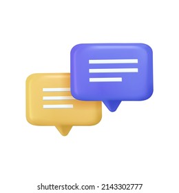 3D Chat Bubble Talk Icons Design, Isolated On White Background. Group Chat Icon. Vector Illustration. Set Of Four 3D Speech Bubble Icons. Communication Icon. The Word Communication, Colorful Dialog