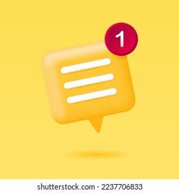 3D chat bubble vector illustration with inbox notification. Suitable for design element of chating app and new incoming message inbox alert.