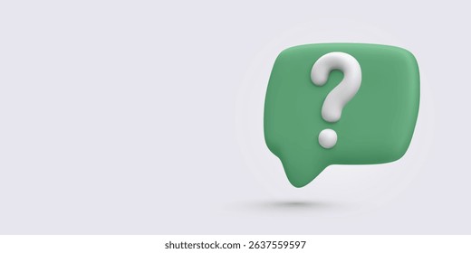 3D Chat Bubble with White Question Mark, Floating on Light Background. Ideal for Help Center Icons, FAQ Pages, Customer Support, or Assistance UI. Vector Illustration.