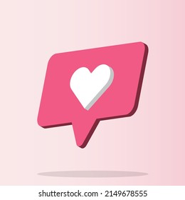 3D chat icon with love symbol illustration. vector illustration.