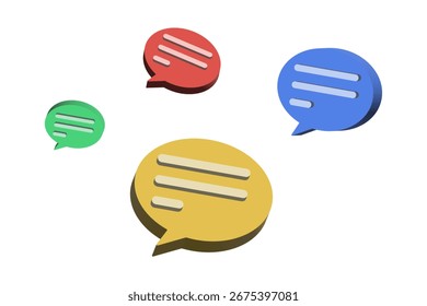 Ícone de bate-papo 3d símbolo de balão de fala Ícones de mensagem de bate-papo - mensagem de conversa Ícone de caixa de texto de fala de bate-papo, conceito de plano de fundo de comunicação de mídia social. ilustração vetorial