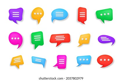 3d chat icon. Typing in a chat icon. Colorful 3D speechs bubbles. Talk, dialogue, messenger or online support concept.