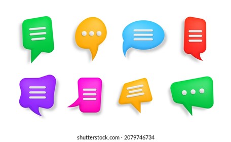 3d chat icon. Typing in a chat icon. Colorful 3D speechs bubbles. Talk, dialogue, messenger or online support concept.