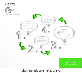 ICONOS DE CHAT EN 3D, DISEÑO INFOGRÁFICO DE 4 PASOS 