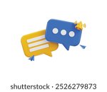 3d chat message blue speech bubble icon with bell notification alert notice for message icon vector illustration