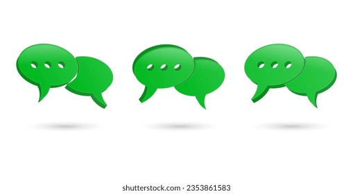 3d chat message speech bubble icon , social media communication concept icons - text chat box speech bubbles on white background. vector illustration	
