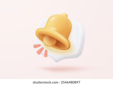 3D chat notice icon with bubble speech floating around on pastel background. New urgency reminder concept for social media element. 3d bell announce icon for message vector render illustration