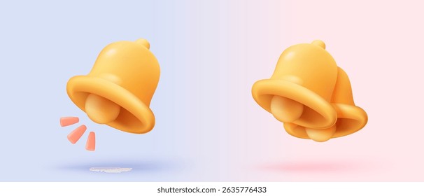 3D chat notice icon with bubble speech floating around on pastel background. New urgency reminder concept for social media element. 3d bell announce icon for message vector render illustration