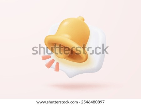 3D chat notice icon with bubble speech floating around on pastel background. New urgency reminder concept for social media element. 3d bell announce icon for message vector render illustration