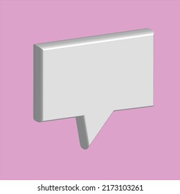 3D chat vector icon. 3D white bubbles. talk bubble speech icon. 3D illustration of speech bubble, icon talk	