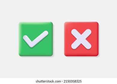 3d check mark button correct and wrong sign