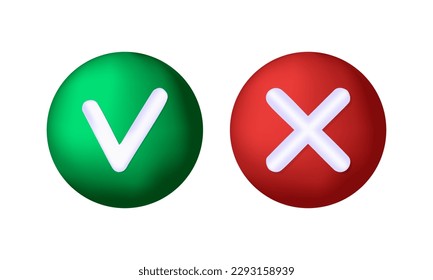 3D Check mark buttons on white background. Vector illustration