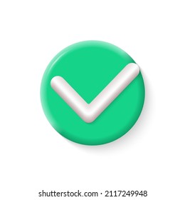 3 quinquies Marca de verificación. Icono de marca verde. Correcto, signo correcto. Símbolo de marca de verificación circular. Ok, sí, botón de confirmación. Ilustración vectorial.