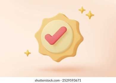 3d check mark icon isolated on white background. check list button best choice for right, success, tick, accept, agree on application. choose icon vector with shadow 3D rendering illustration