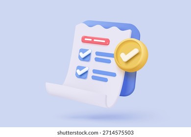 3d check mark icon isolated on white background. check list button best choice for right, success, tick, accept, agree on application. choose icon vector with shadow 3D rendering illustration