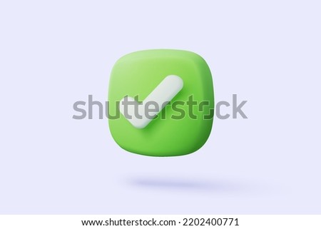 3d check mark icon isolated on white background. check list button choice for right, success, tick select, accept, agree on application 3d. select icon vector with shadow 3D rendering illustration Foto d'archivio © 